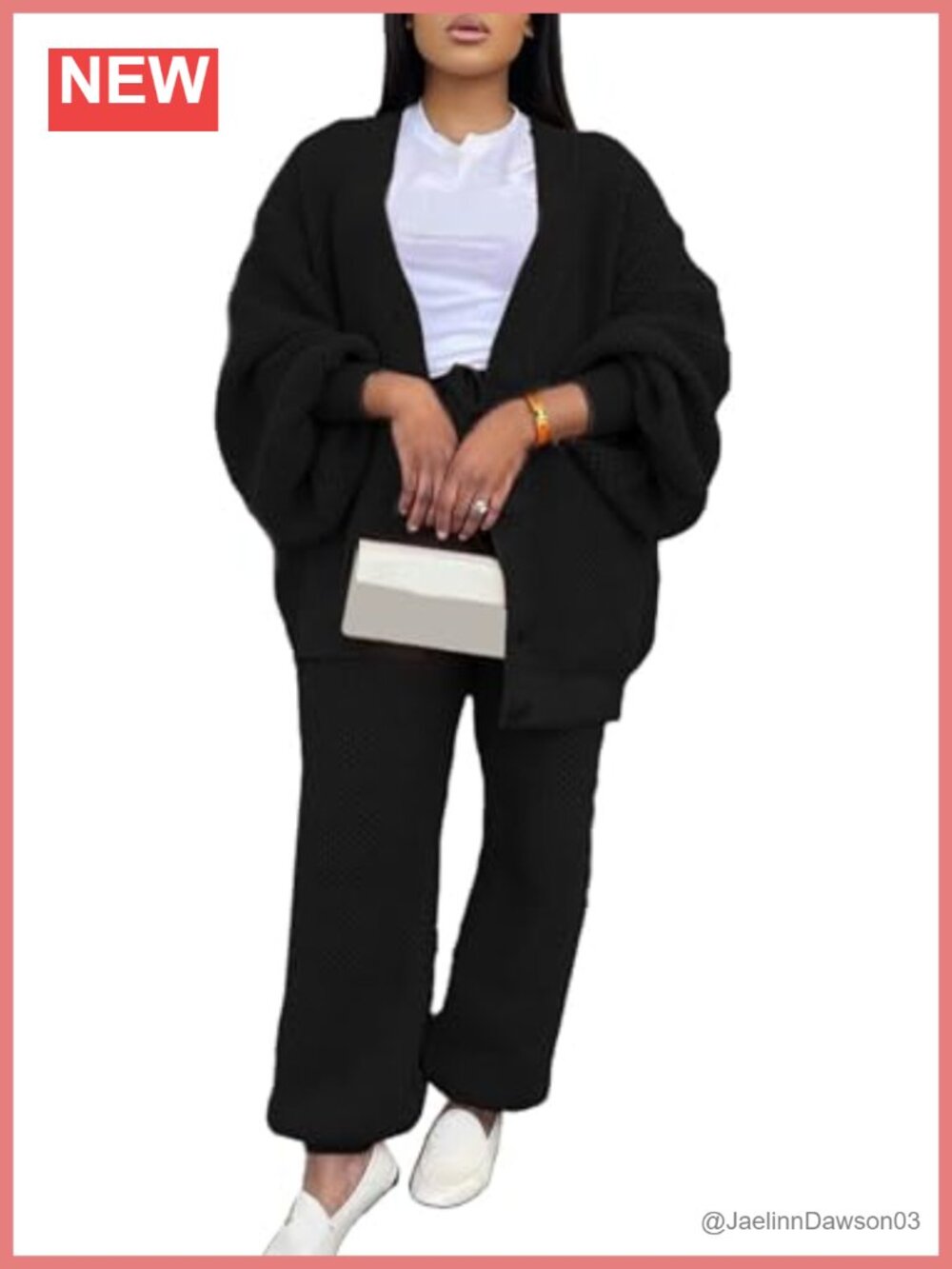 Womens 2 Piece Waffle Knit Sweater Set Cardigan & Pants Set